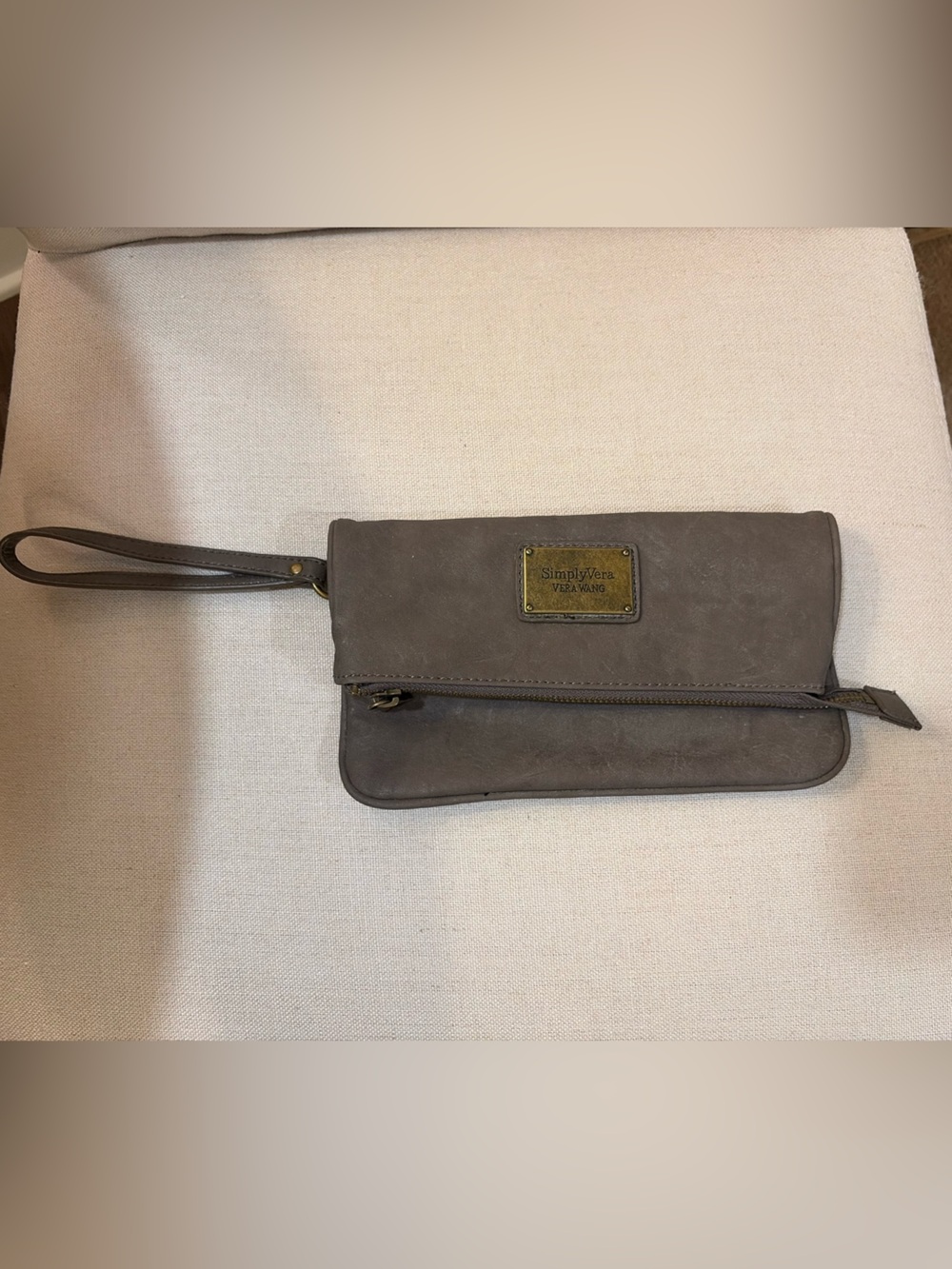 Simply Vera Vera Wang taupe wristlet clutch with wrist strap